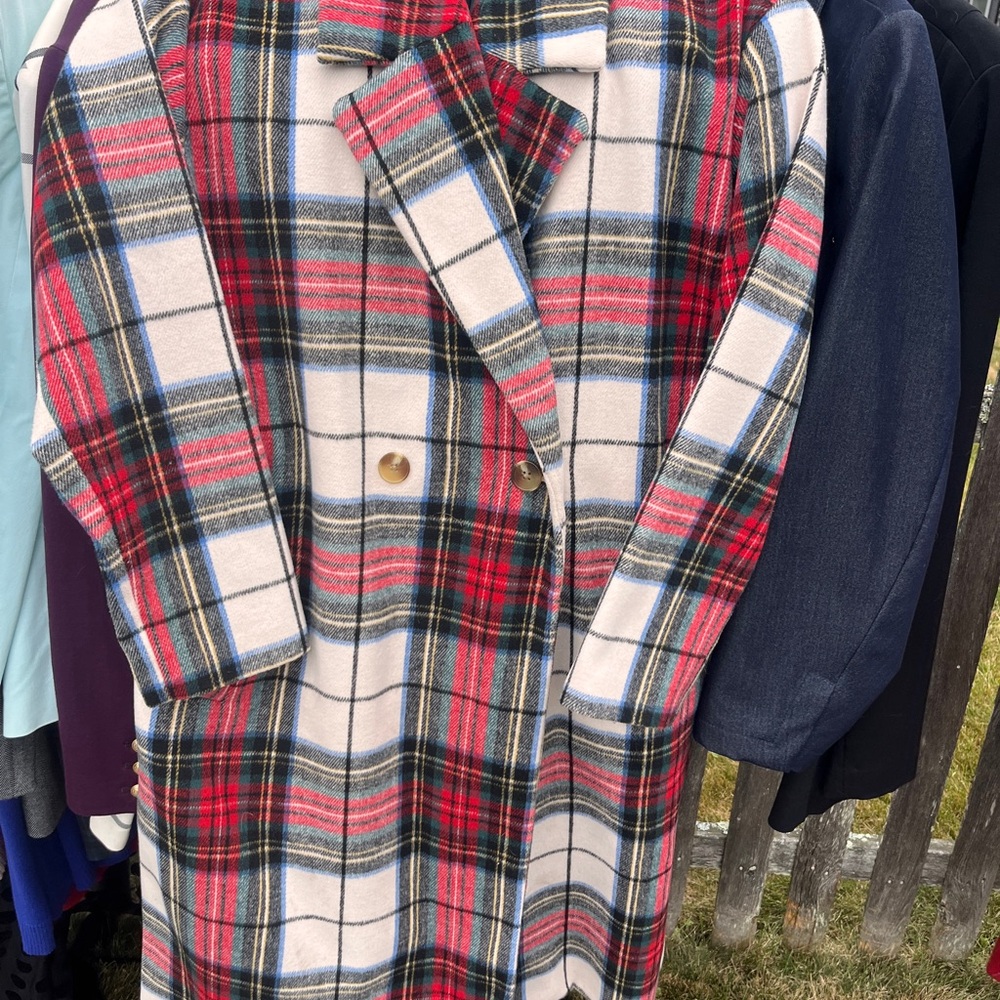 Old Navy Red and Blue Trench Coat
